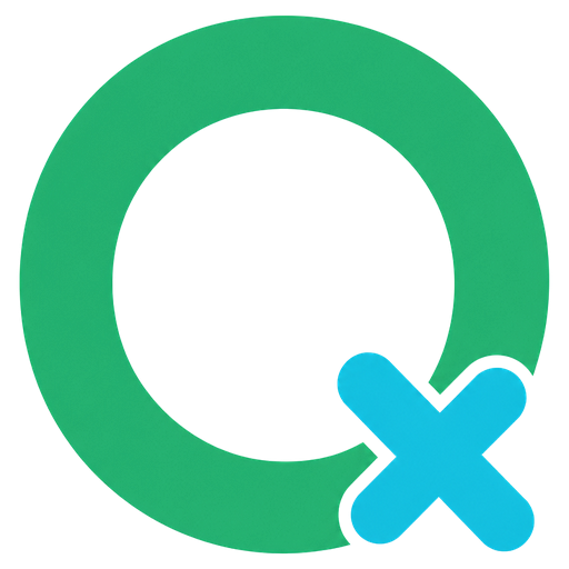 The QuorX logo: a green Q with a cyan x.