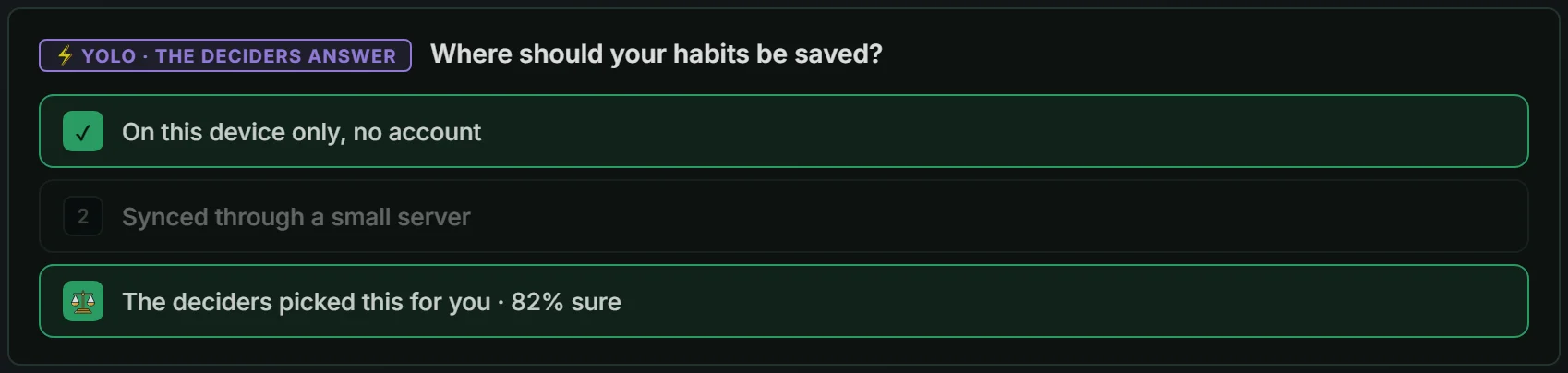 A question from the agent answered by the deciders while QuorX is in YOLO mode.